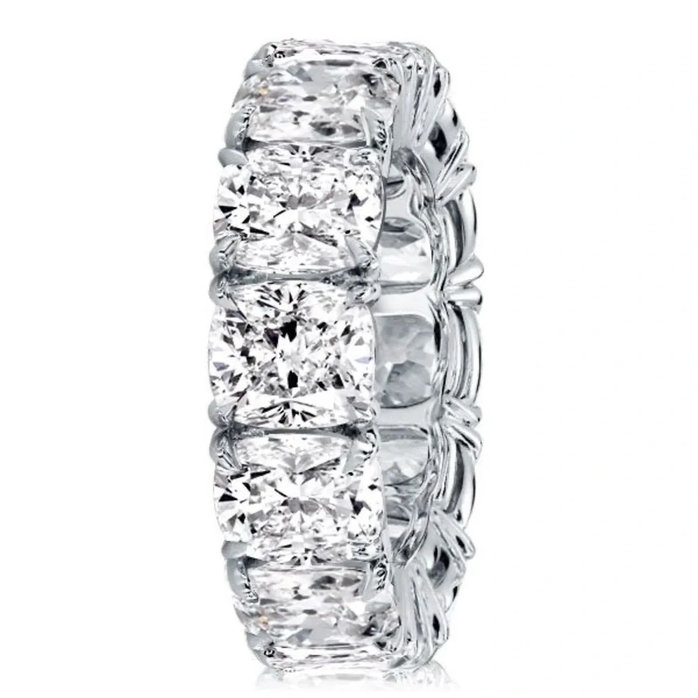 Platinum-Color Clear Eternity Band Ring - Picture 1 of 11
